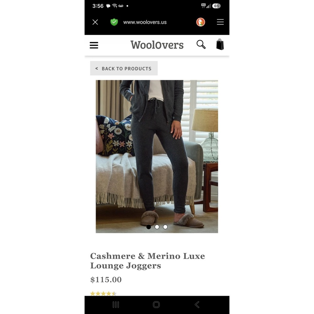Woolovers medium wool cashmere luxe lounge joggers natural fibers cottagecore